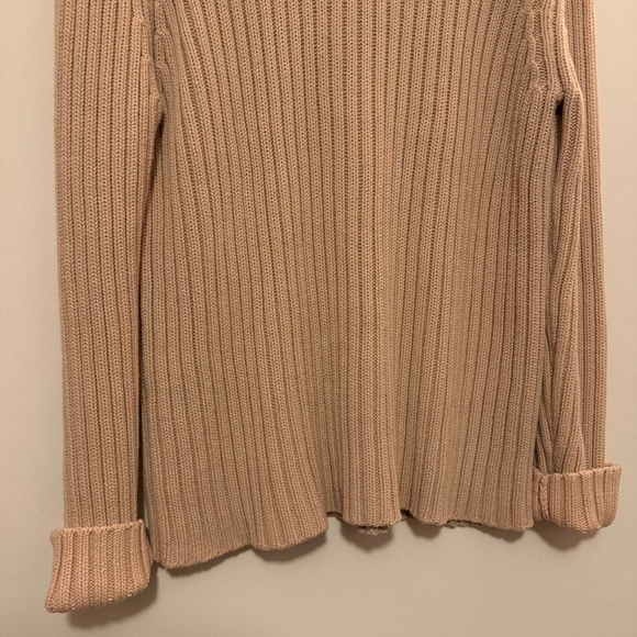GAP Turtleneck Sweater 100% Cotton Chunky Rib Knit Vintage Y2K Women's XL Beige - Picture 4 of 8